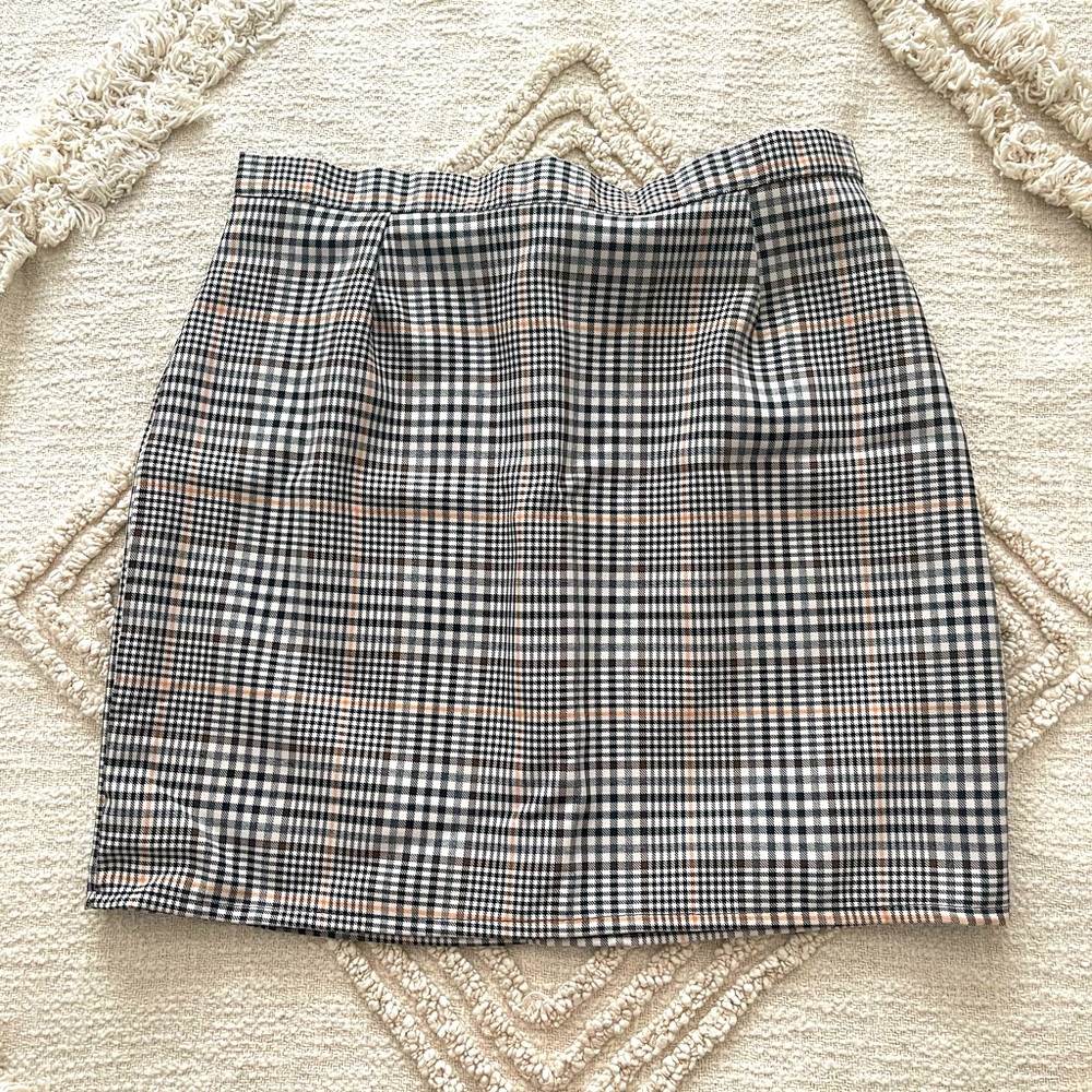 High Waisted Plaid Print Mini Skirt